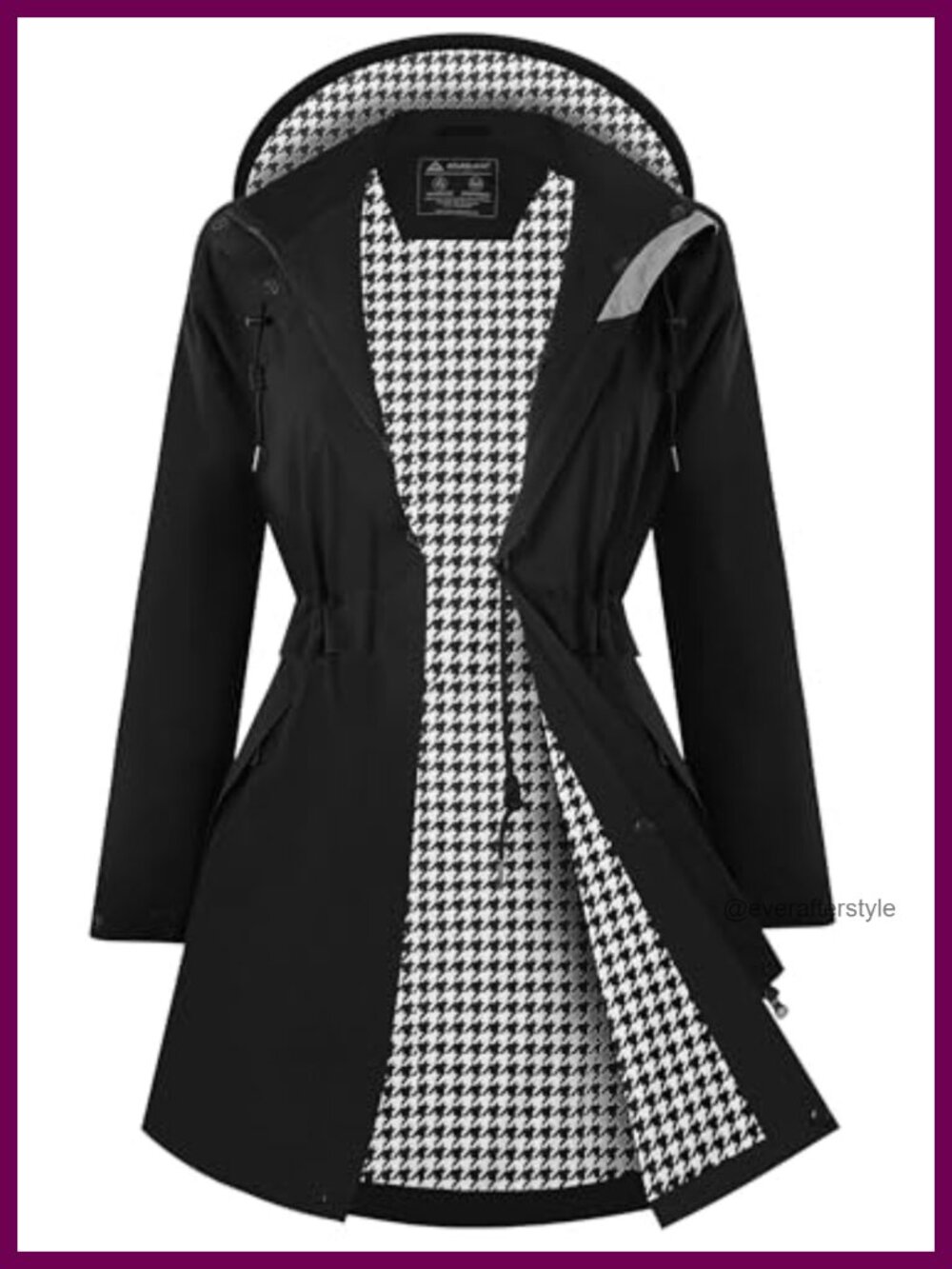 ATLASLAVA Women Waterproof Raincoat Long Hooded Windbreaker Trench Coat